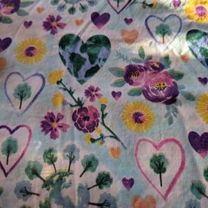 100% Cotton Fabric-Floral and Heart Patterned (1.47 Yards)